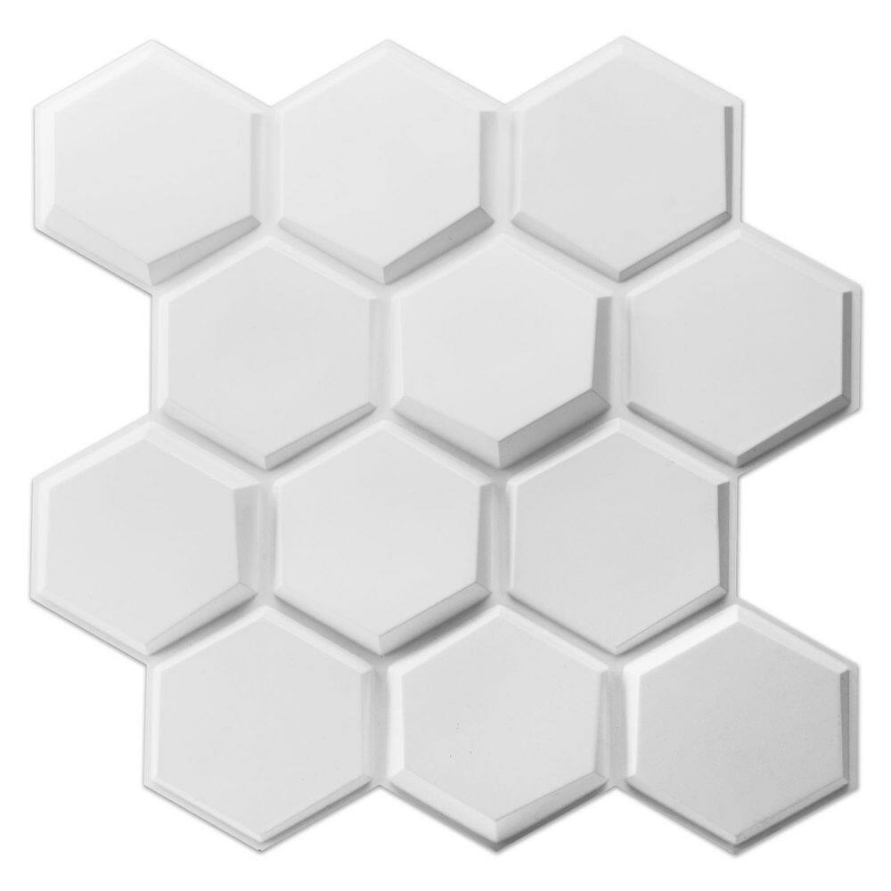 Art3dwallpanels 19.7 in. x 19.7 in. White Hexagon Design PVC 3D Wall Panels for Interior Wall Decor Pack of 12-Tiles (25 sq. ft.Case) A10hd063