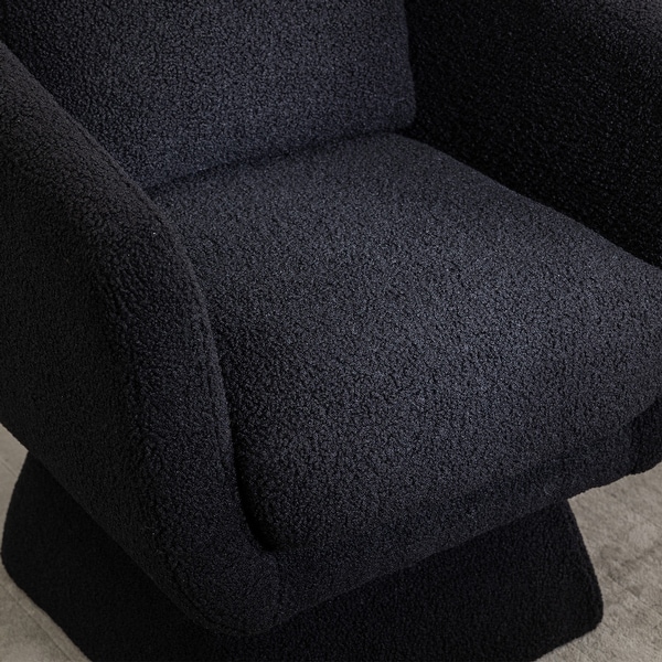 Swivel Accent Chair Comfy Teddy Fabric Padded Seat 360 Degree Club Chair， Leisure Chair with Special Base Design for Living Room