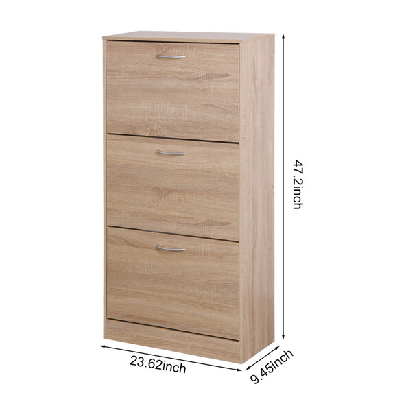 3 Drawer Shoe Storage Cabinet  3 Tier Wood Shoe Ra...