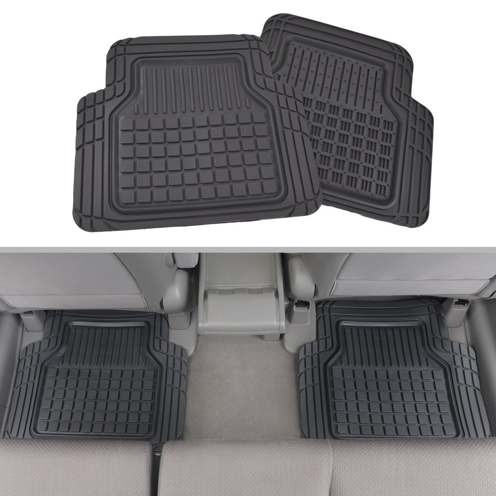 Motor Trend Performance Plus Rubber Car Floor Mats - Heavy Duty Semi-Custom All-Weather Liners - 4pc Set