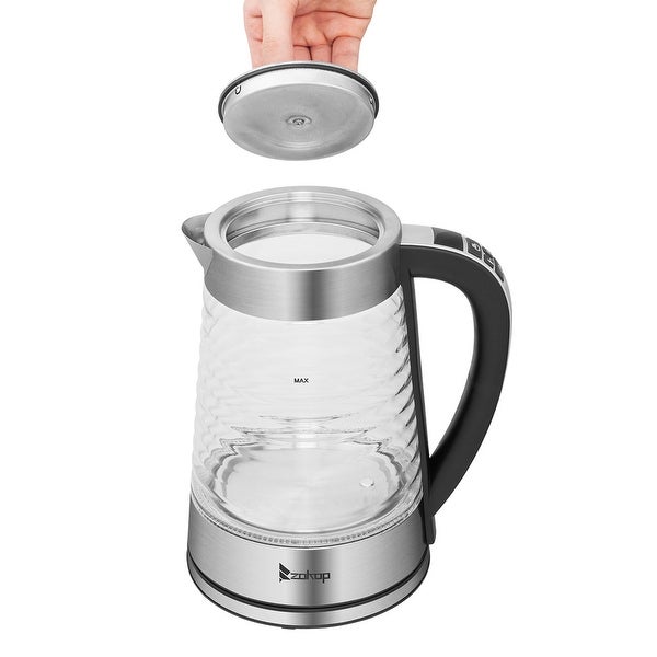 2.2L Electric Glass Kettle， Wave Body Kettle With Electronic Handle