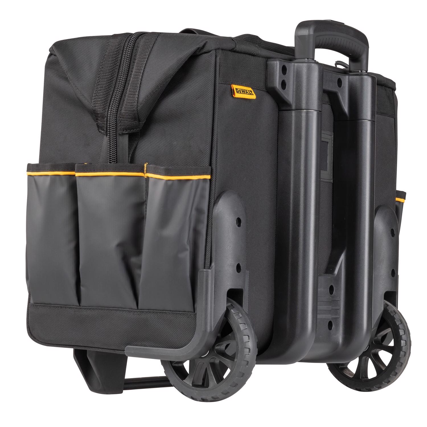 DW Ballistic Nylon Tool Bag On Wheels Roller Tool Bag 27 pocket Black/Yellow 1 pc