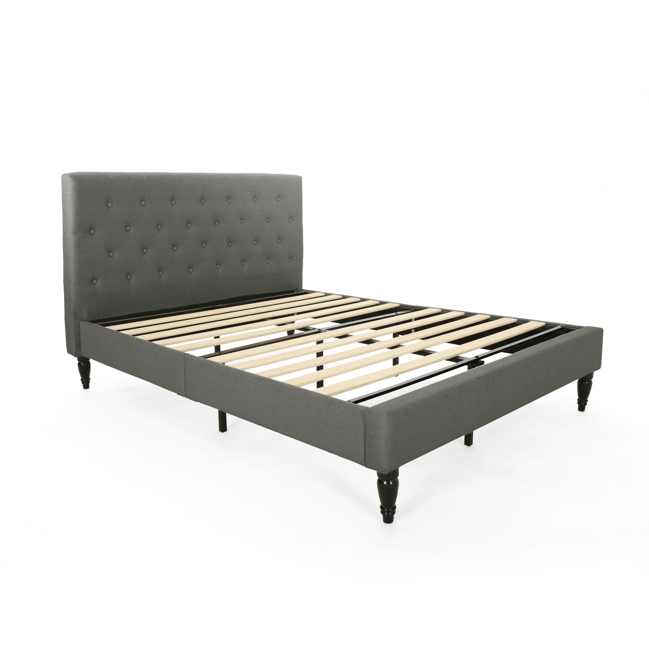 Lera Fully-Upholstered Queen-Size Platform Bed Frame, Low-Profile, Contemporary