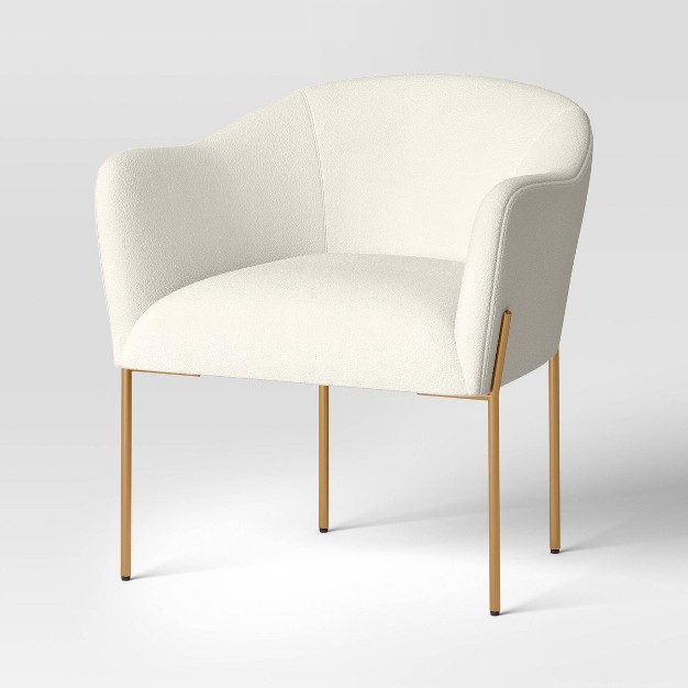 Gladden Rounded Back Anywhere Chair Cream Boucle brass