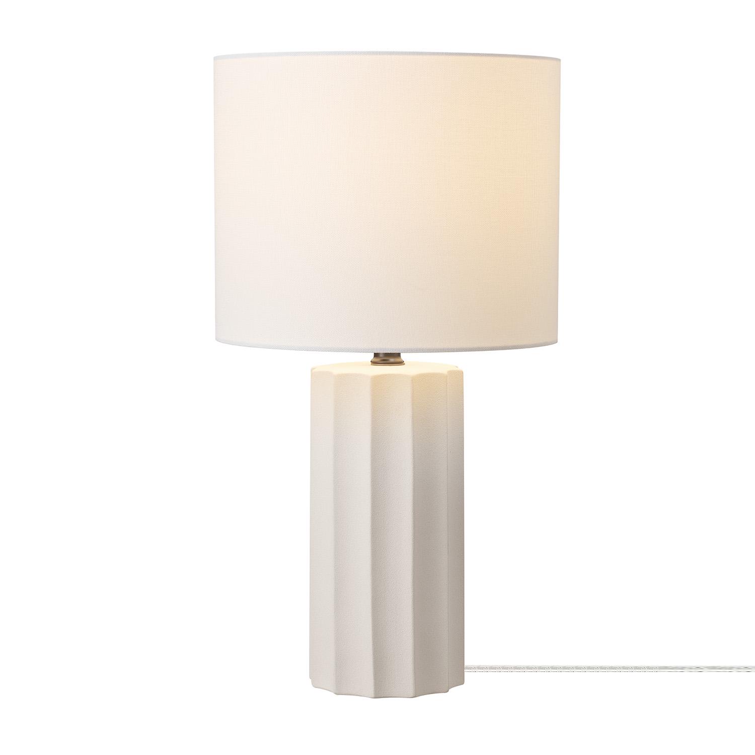 Globe Electric Doris 20 Ribbed Concrete Finish Table Lamp with White Linen Shade， 91004439