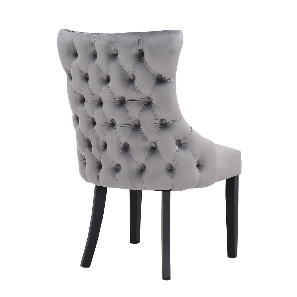 Modern Velvet Dining Chair With Wooden Legs  (Set of 2)