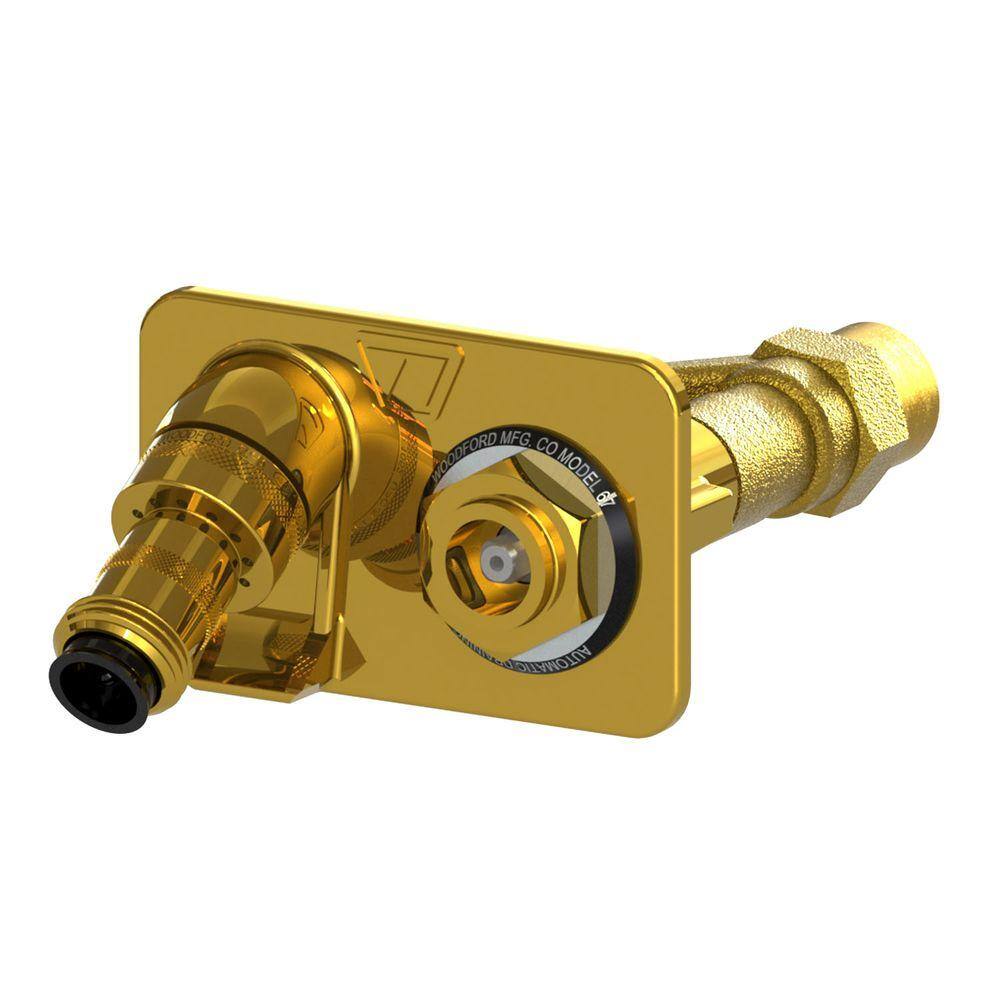 Woodford 34 in. Female SWT x CC Freezeless Polished Brass Wall Hydrant with Double-Check Backflow Preventer 67C-CC-PB