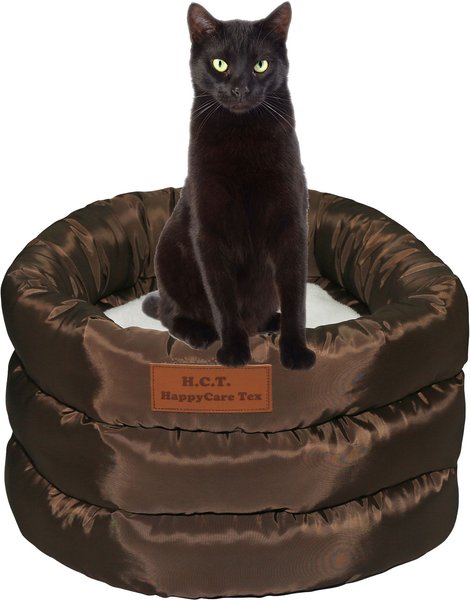 HappyCare Textiles Durable Round Velvet Puppy Dog Bed with Removable Cushion