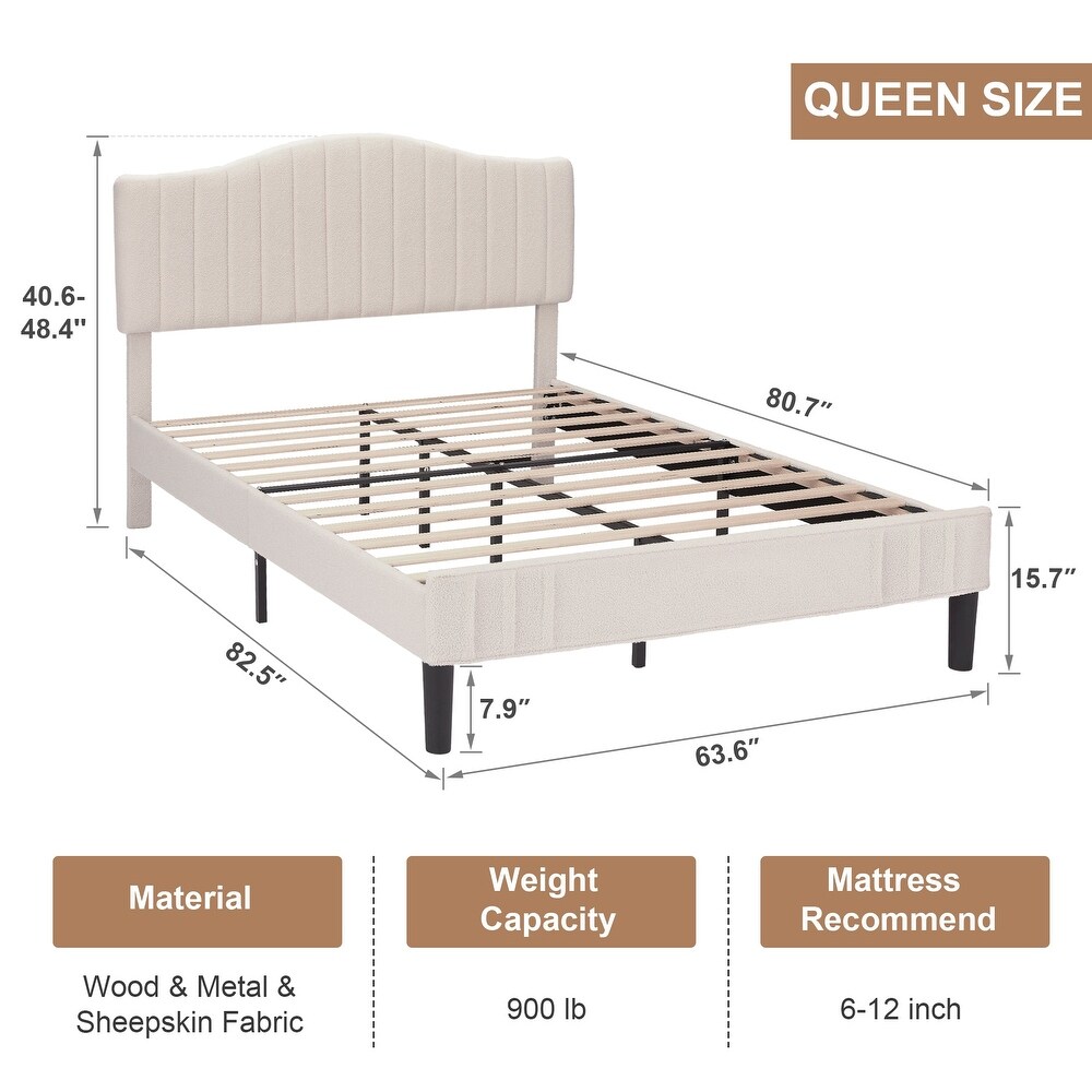 VECELO Height Adjustable Upholstered Bed Frame Wood Slat Twin Full Queen Size Bed