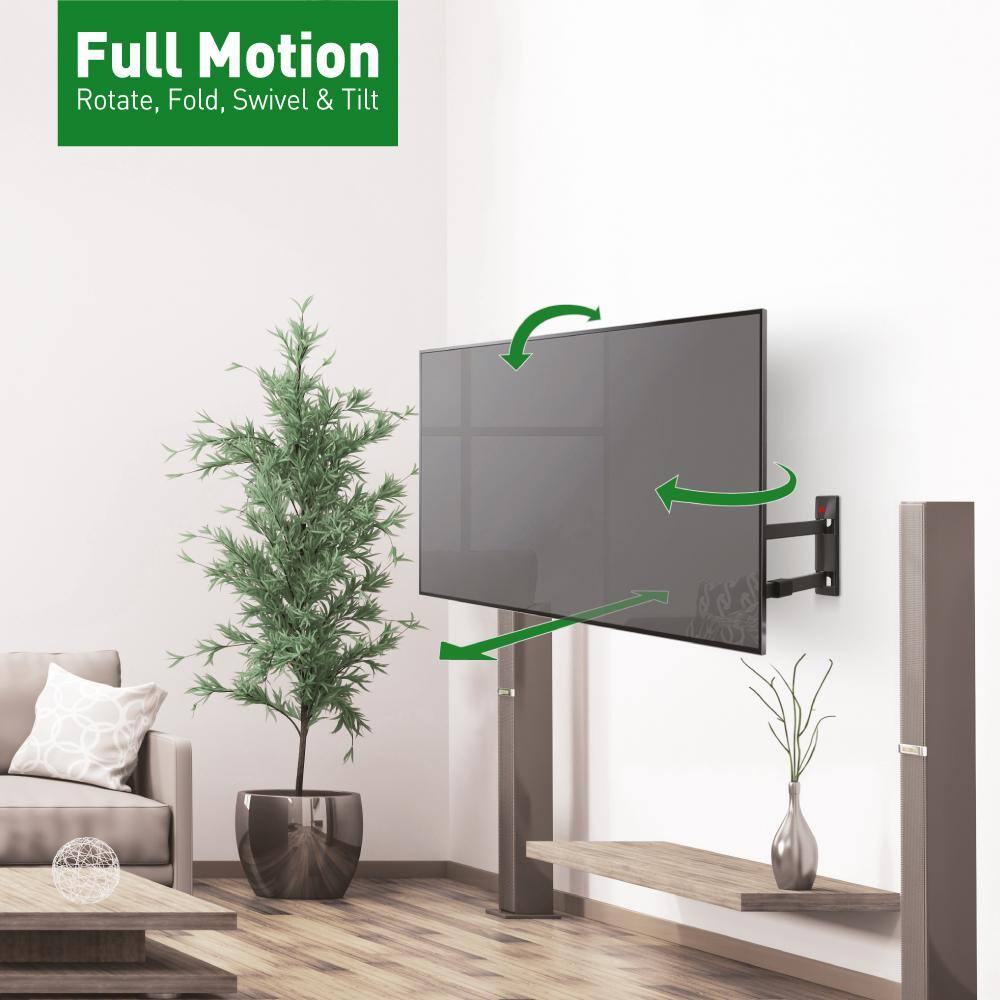 Barkan a Better Point of View Barkan 13 in. - 80 in. Full Motion - 4 Movement Long FlatCurved TV Wall Mount Black Extremely Extendable 3400L-L