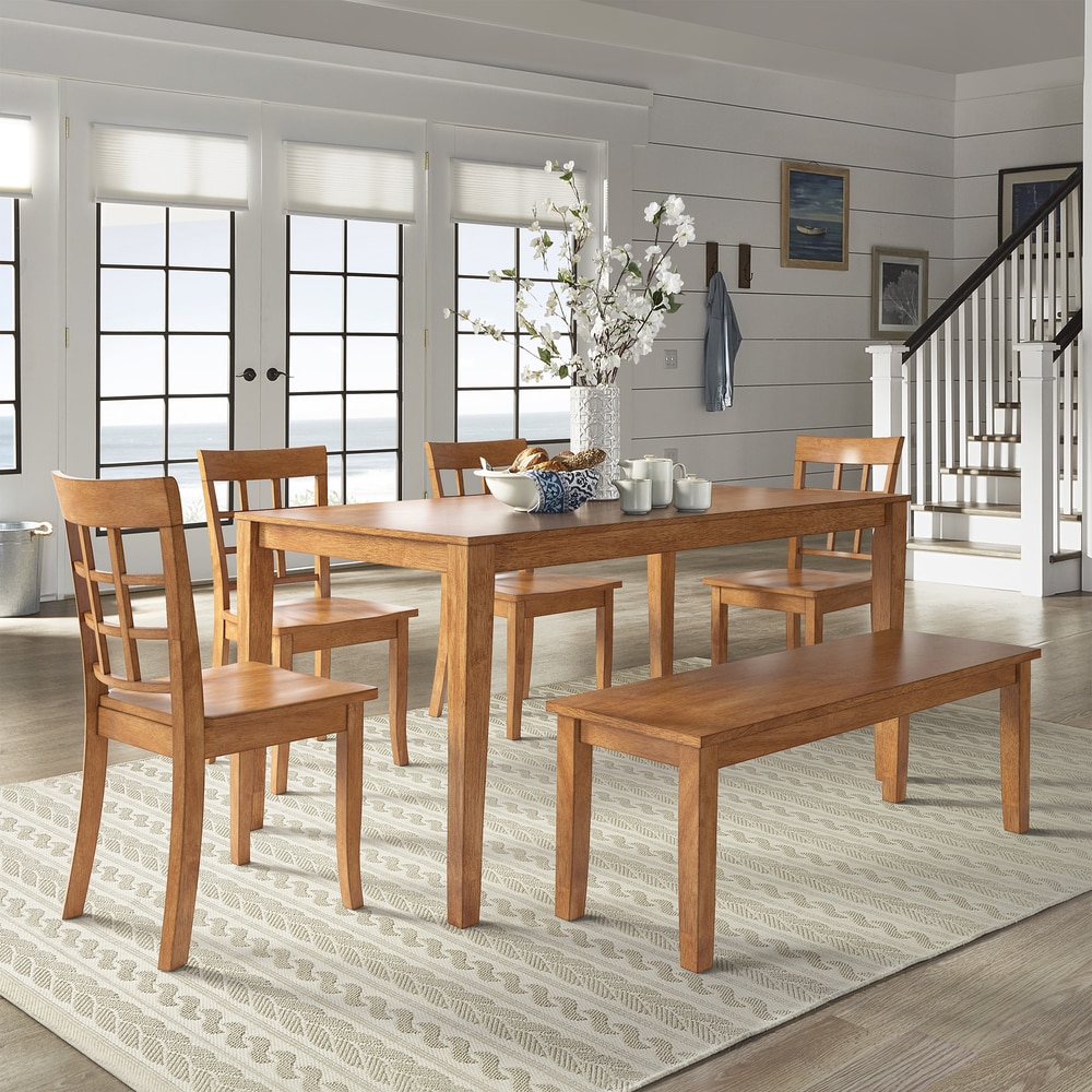 Wilmington II 60 Inch Rectangular Oak Finish Dining Set by iNSPIRE Q Classic