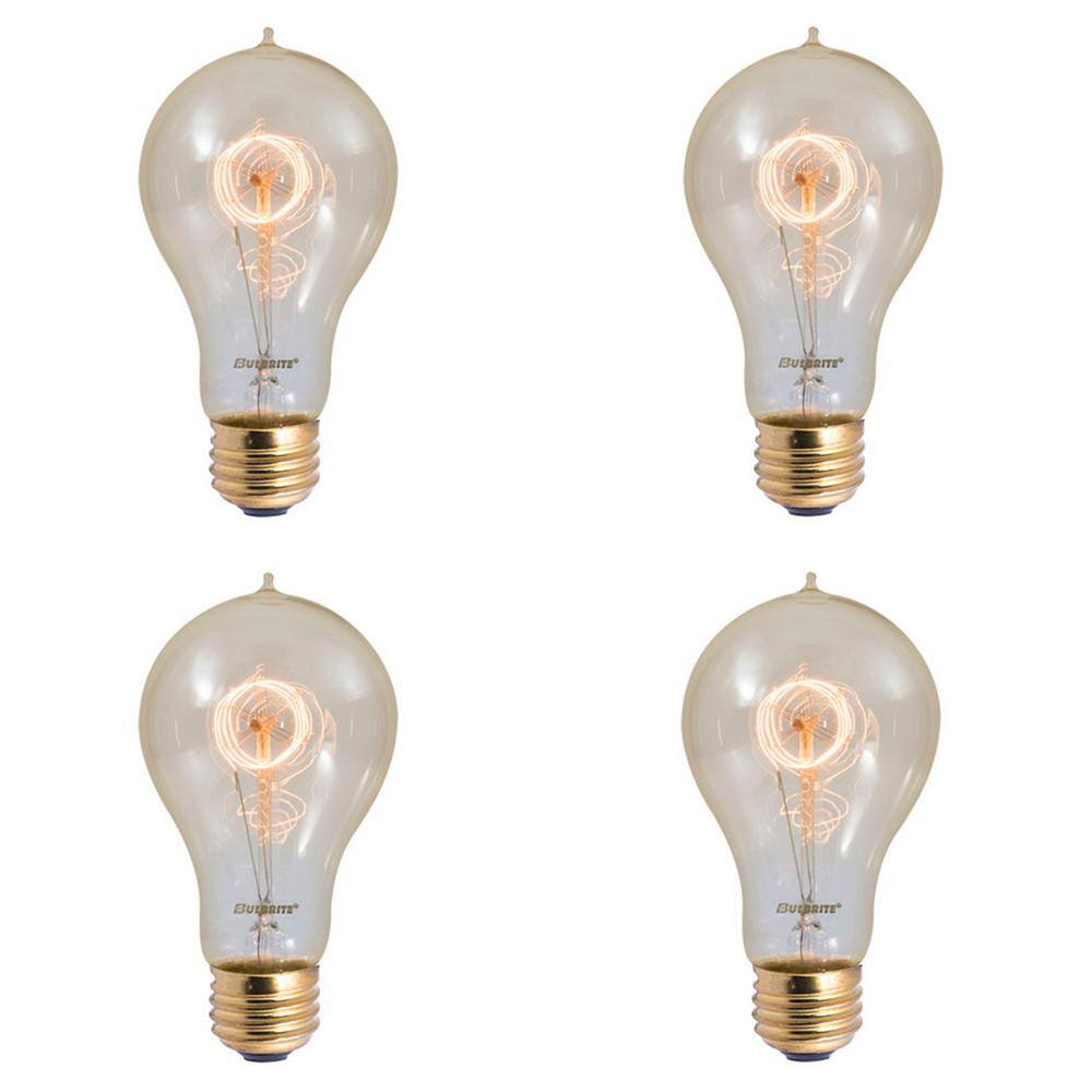 Bulbrite 40-Watt A19 Incandescent Light Bulb Medium Base (E26) Antique Nostalgic Loop 2200K (4-pack) 861385