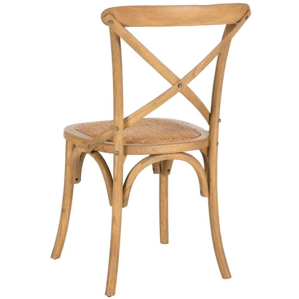 SAFAVIEH Franklin X Back Weathered Oak Dining Chair (Set of 2)