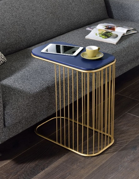 ACME Aviena Accent Table  Blue   Gold Finish 97844