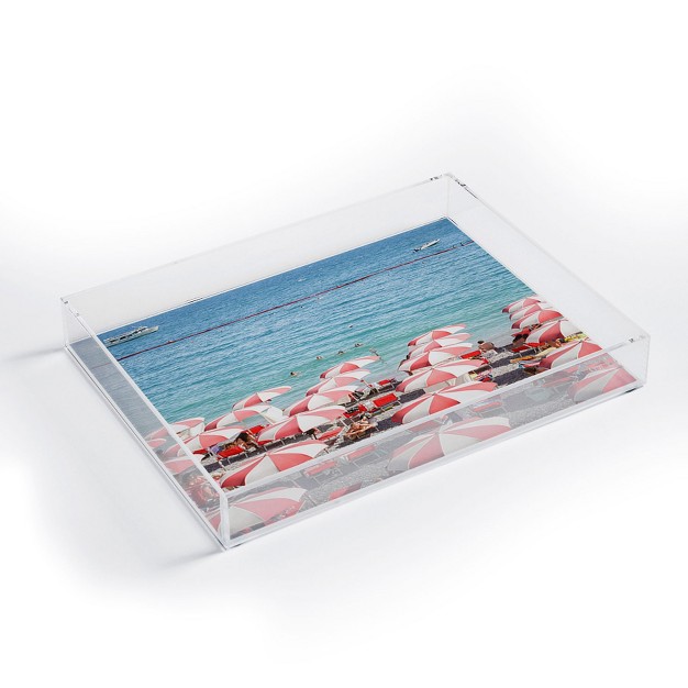 Henrike Schenk Travel Photography The Red Beach Umbrellas Amalfi Acrylic Tray deny Designs