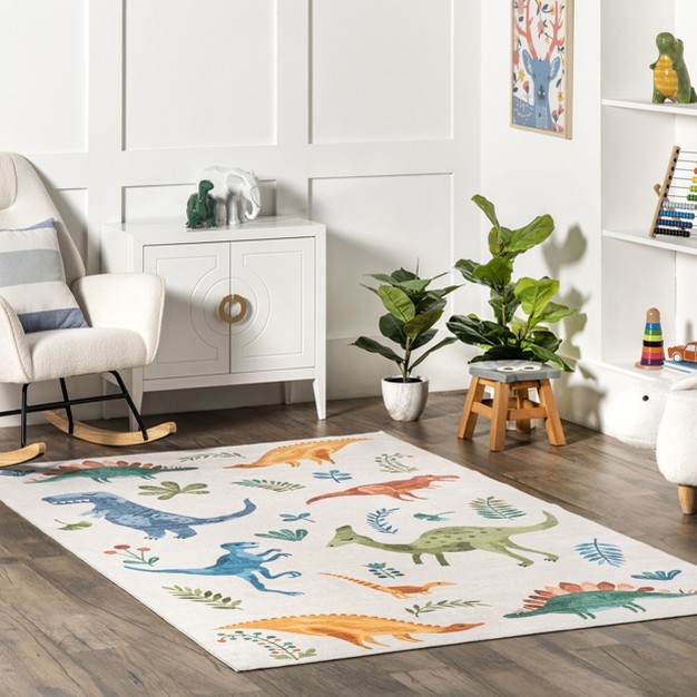 Nuloom Eamon Dinosaur Machine Washable Kids Area Rug