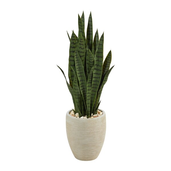 40 Sansevieria Artificial Plant in Sand Colored Planter