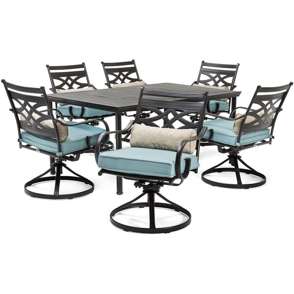 Cambridge Margate 7Piece Dining Set with 6 Swivel Rockers and a 40In. x 67In. Dining Table