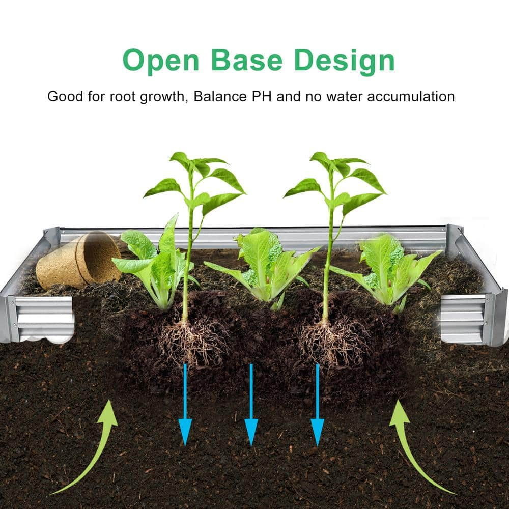 Tunearary Silver Outdoor Rectangular Galvanized Steel Raised Garden Bed Kit，5*3*1ft W465PYX#G3