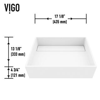 VIGO Montauk Modern White Matte Stone 18 in. L x 13 in. W x 5 in. H Rectangular Vessel Bathroom Sink VG04023