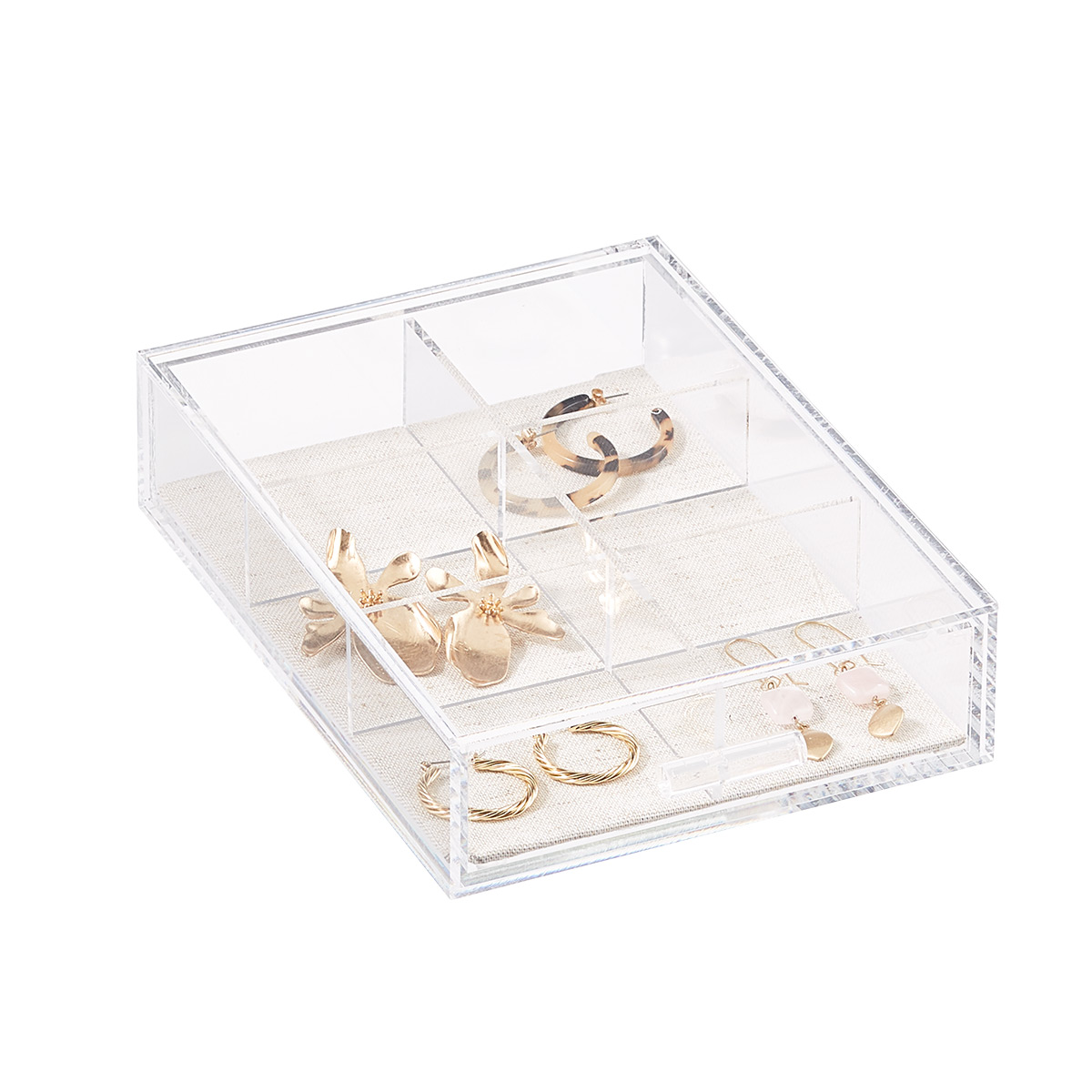 Modular Acrylic Linen Jewelry Drawer System