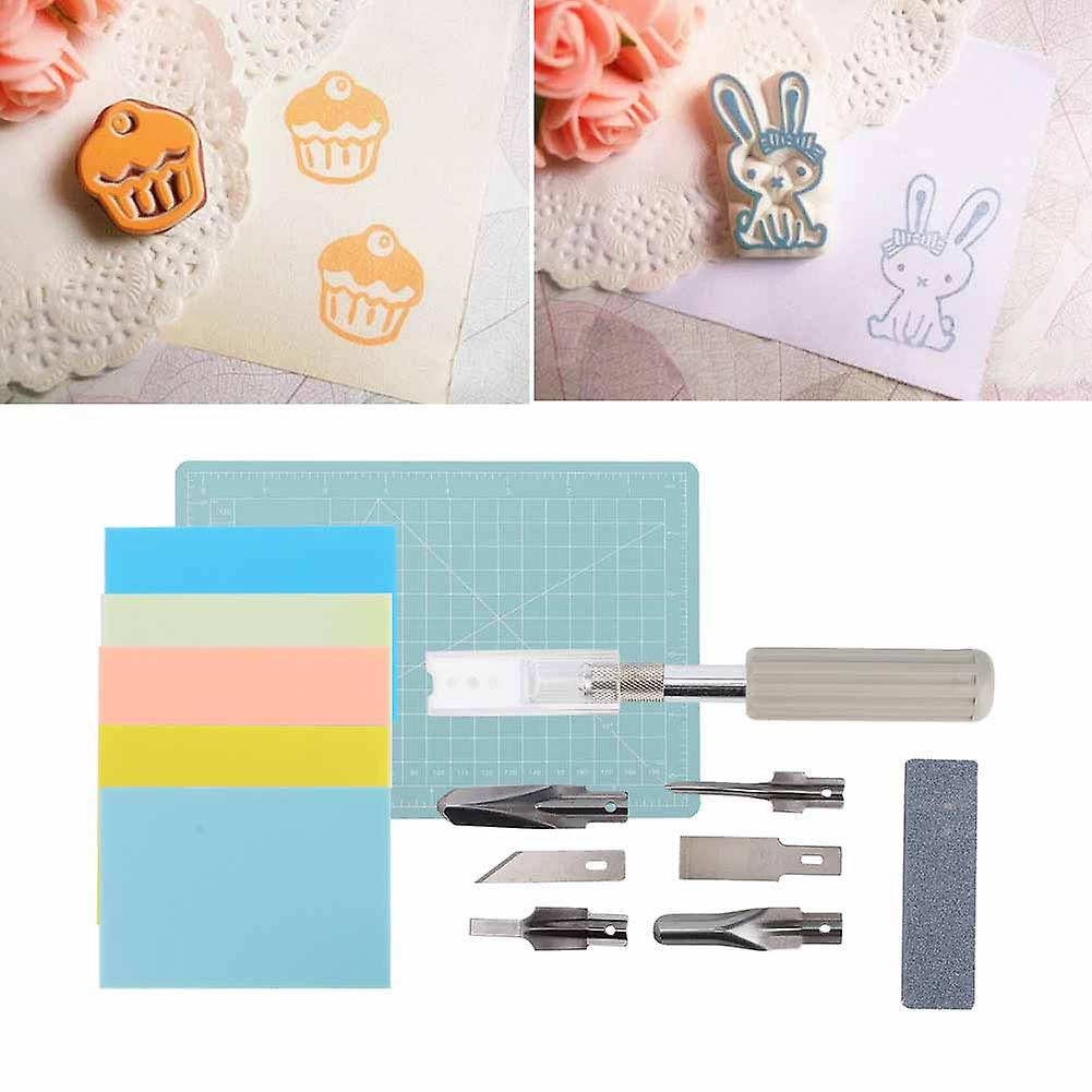 Rubber Stamp Engraving Set A5 Cutting Board Carving Knife Rubber Stamp And Blade Kit