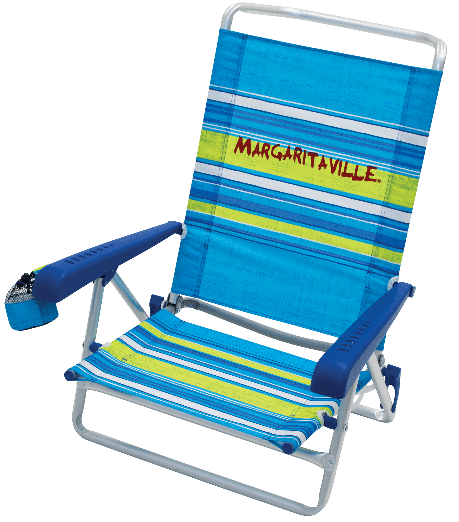 Margaritaville 5 Position Anodized Aluminum Beach Chair - Blue Stripe