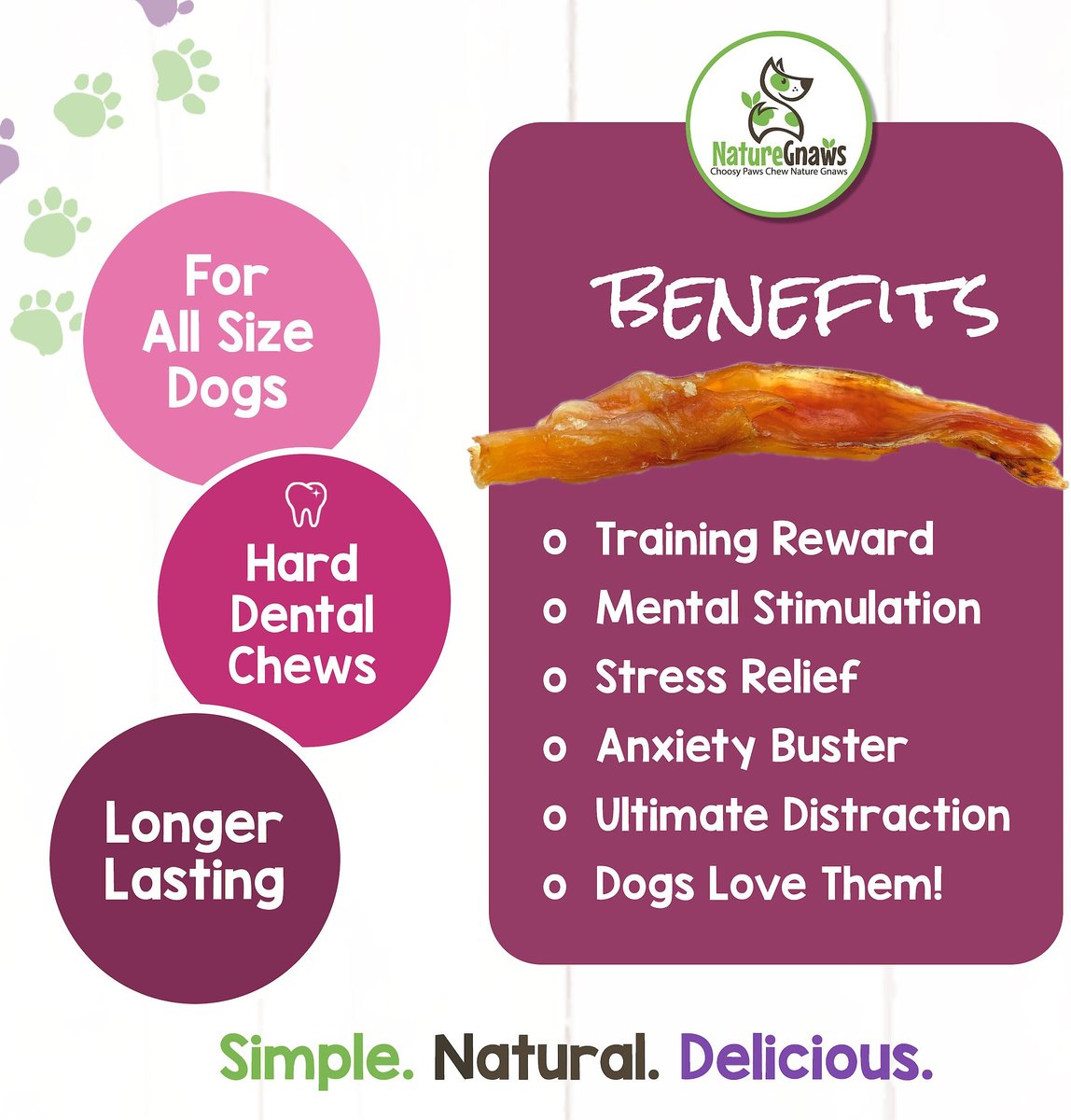 Nature Gnaws Beef Tendon Chews 4 - 5-in Dog Treats