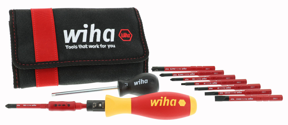 Wiha 11 Piece Insulated TorqueVario-S SoftFinish Handles and SlimLine Blade Set ;