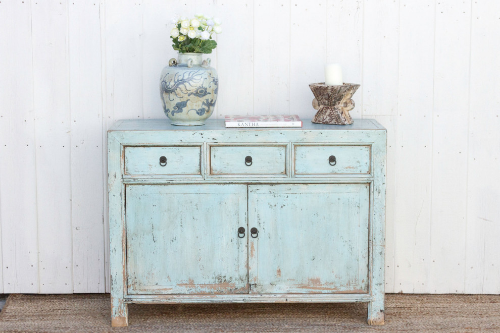 Powder Blue Farmhouse Buffet Cabinet   Asian   Accent Chests And Cabinets   by De cor  Houzz