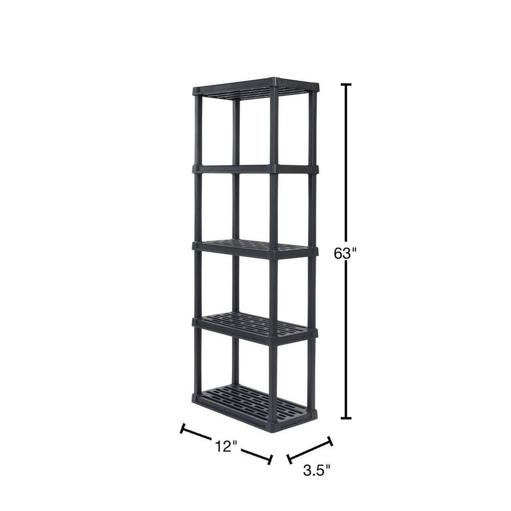 IRIS Plastic Rack Shelf with 5-Medium Shelves Black 510005