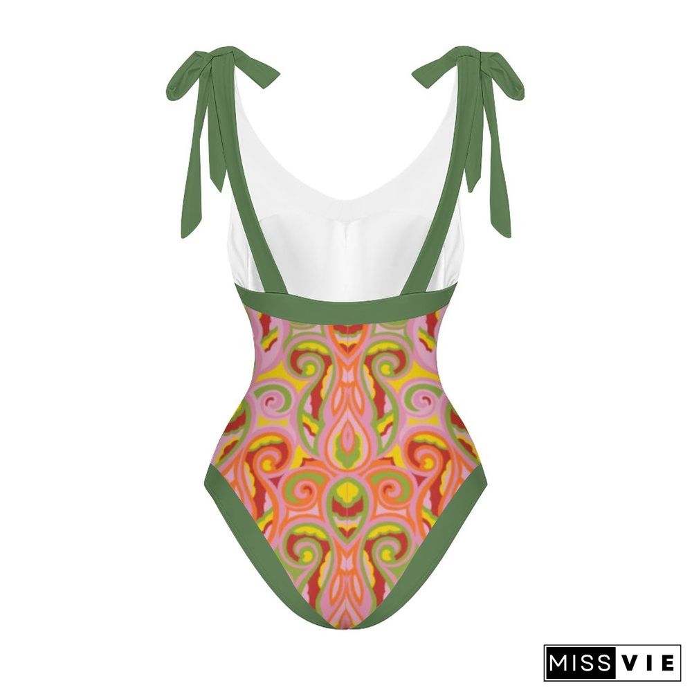 Casual Printed One-Piece Swimsuit And Cover Up