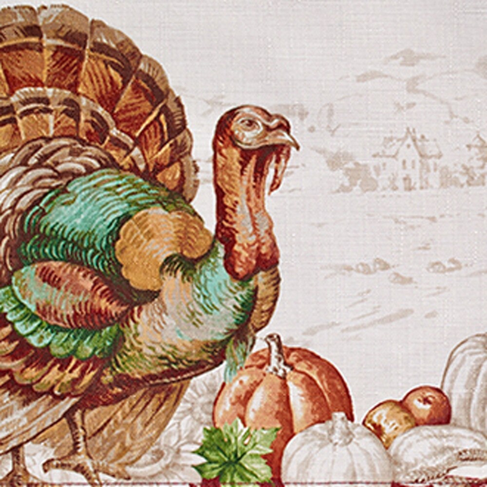 Holiday Turkey Bordered Fall Tablecloth