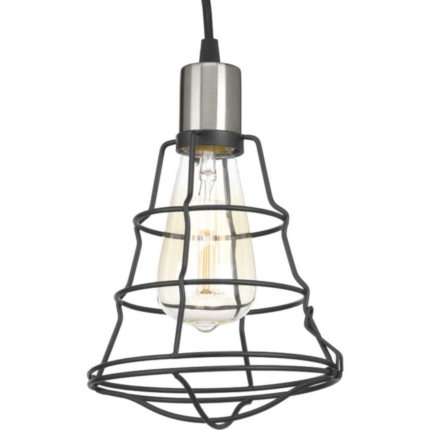 Progress Lighting Gauge Collection 1 light Mini pendant Graphite Finish Open Cage Design Steel Frame