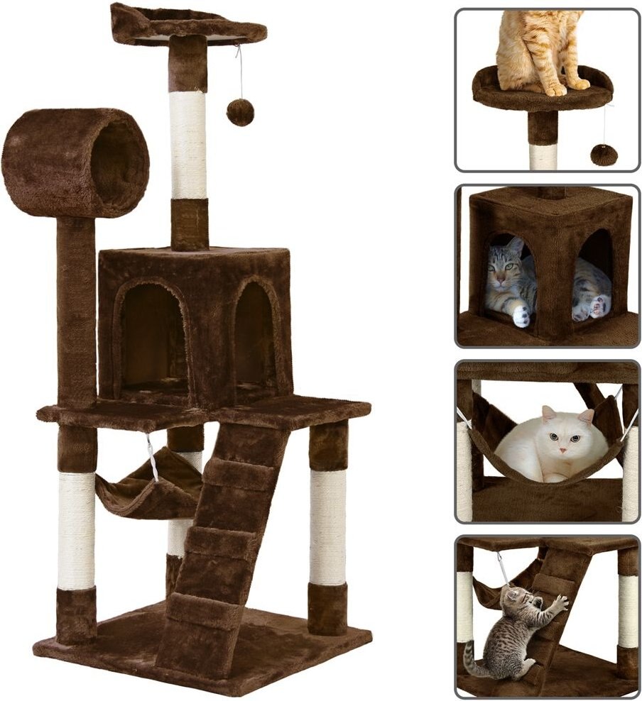 Yaheetech 51-in Plush Multi-Cat Kitten Tree and Condo