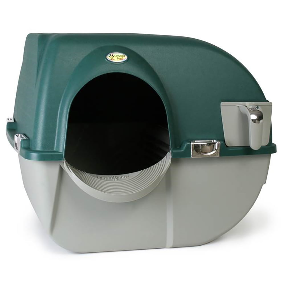 Omega Paw Premium Roll 'N Clean Self Cleaning Litter Box， Large， Green