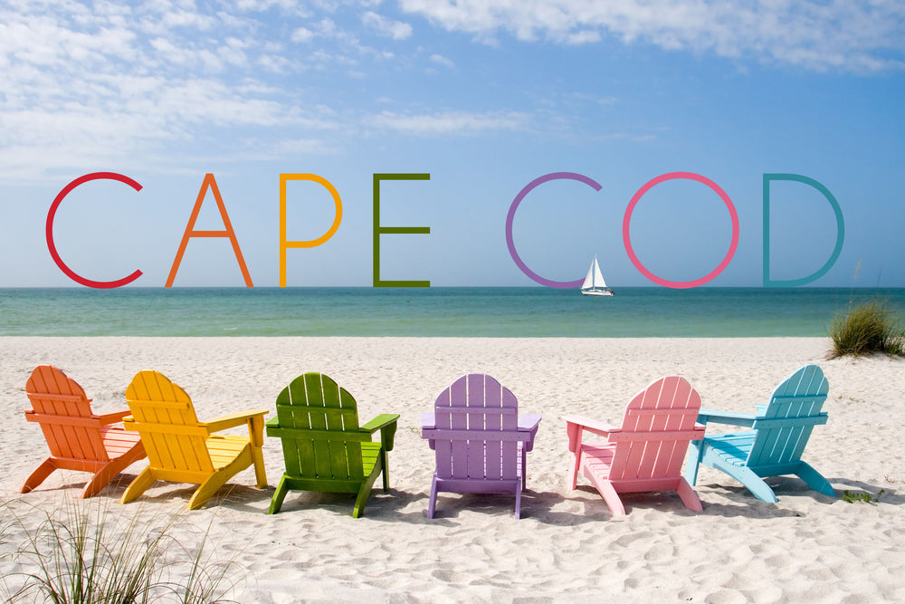 Cape Cod， Massachusetts， Colorful Beach Chairs (9x12 Wall Art Print， Home Decor)