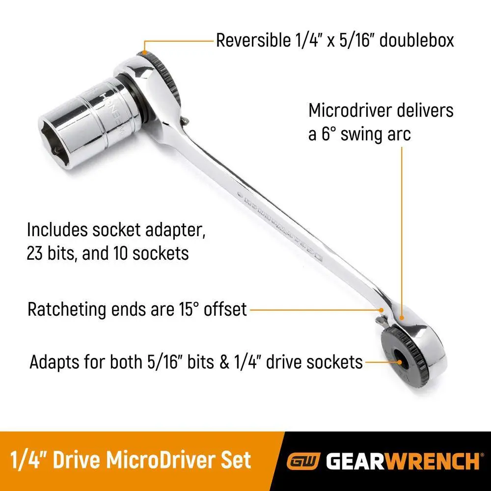 GEARWRENCH 14 in. Drive Micro Driver and Socket Set (35-Piece)