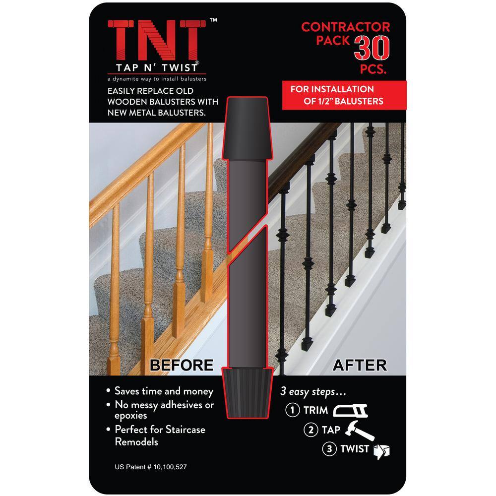 EVERMARK Stair Parts Tap and Twist 12 in. Hollow Metal Baluster Pro Pack 92001-TNT-HD30S