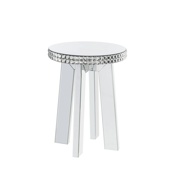 ACME Lotus End Table in Mirrored and Faux Crystals