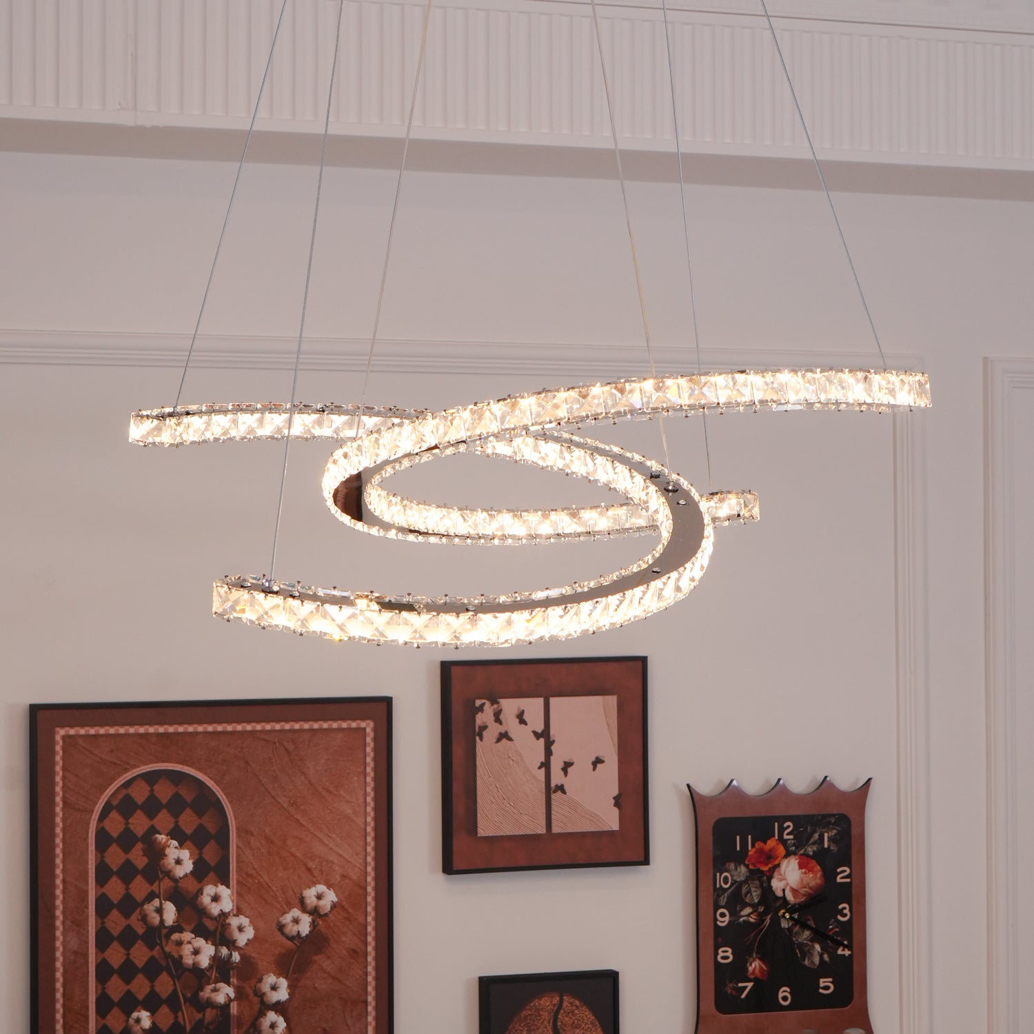 Modern Crystal Double C Chandelier