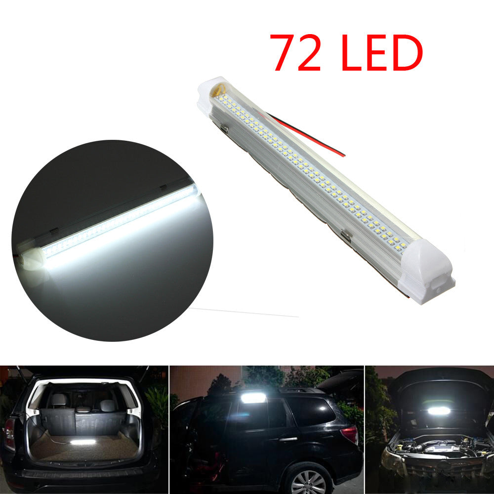 Tuscom 1x 12V 72 LED Car Interior White Strip Lights Bar Lamp Van Caravan ON OFF Switch