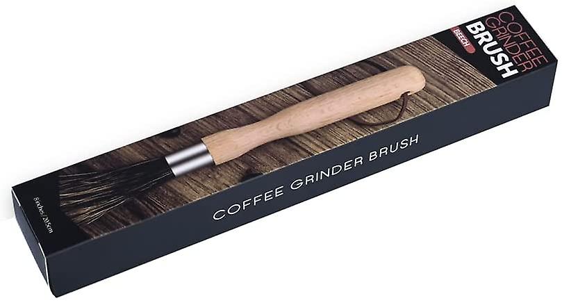 Coffee Grinder Brush Portable Espresso Machine Wood Handle Cleaning Tool (curved， Brown)