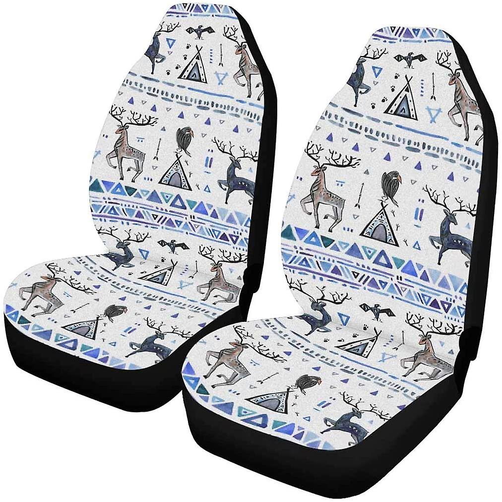 Set Of 2 Car Seat Covers Deer Universal Auto Front Seats Protector Fits For Car，suv Sedan，truck D---72428