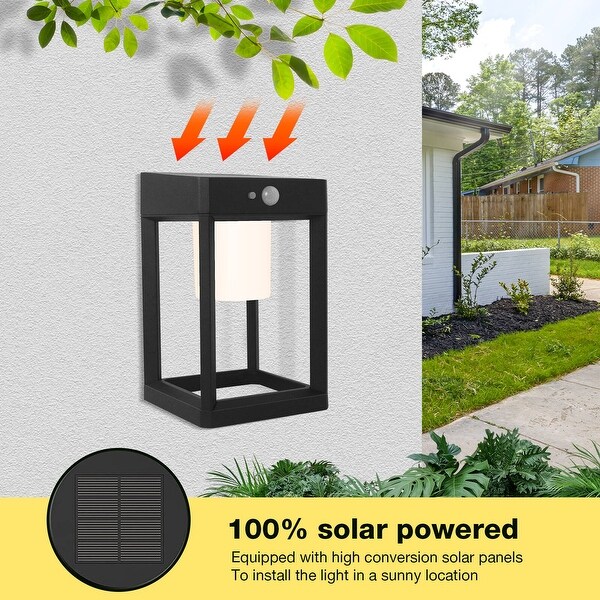 Solar Outdoor Light Dusk to Dawn Wall Lantern LED Solar IP44 Motion Sensor 2216 - Black Shopping - The Best Deals on Outdoor Wall Lanterns | 41428669