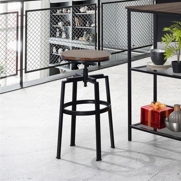 Carbon Loft Swivel Wood Adjustable Height Bar Stools (Set of 2)