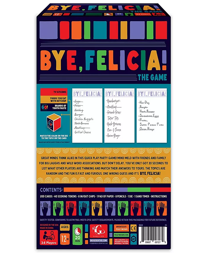 Big G Creative Bye  Felicia Party Game The Fast-Paced Board Game With a Goodbye Diss For Teens Adults