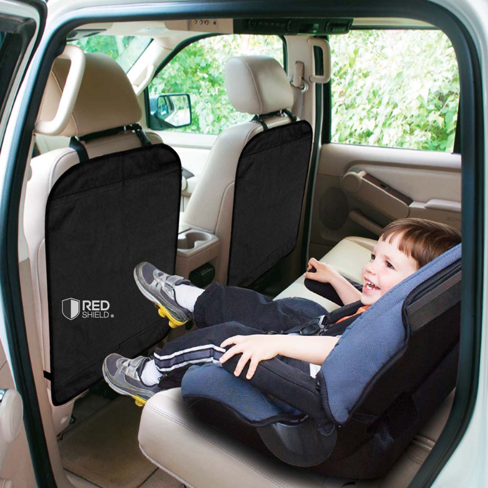 CellBatt RED SHIELD Universal Car Seat Back Protector. Child Kick Guard Mat Protects Automotive Leather and Cloth Seats from Dirt， Scuffs， and Scratches. Best Waterproof Protection for Cars， Trucks， and SUVs.