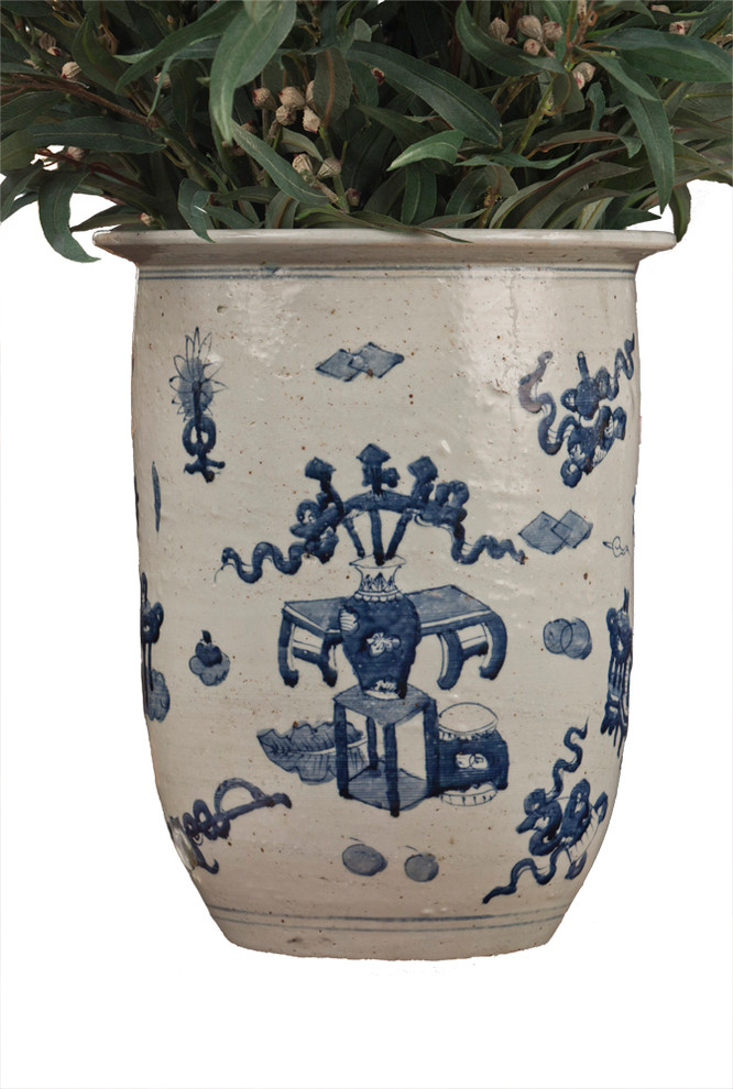 Porcelain Planter  Blue and White   Asian   Outdoor Pots And Planters   by DESSAU HOME  Houzz