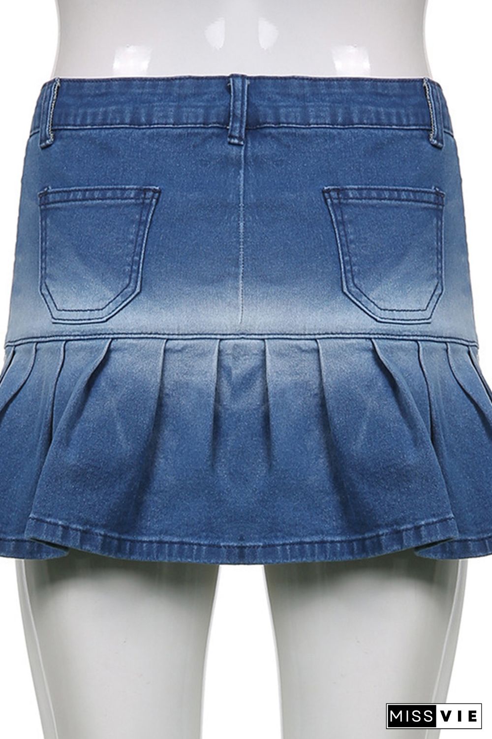 Ruffle Hem Smocked Denim SHort Dress